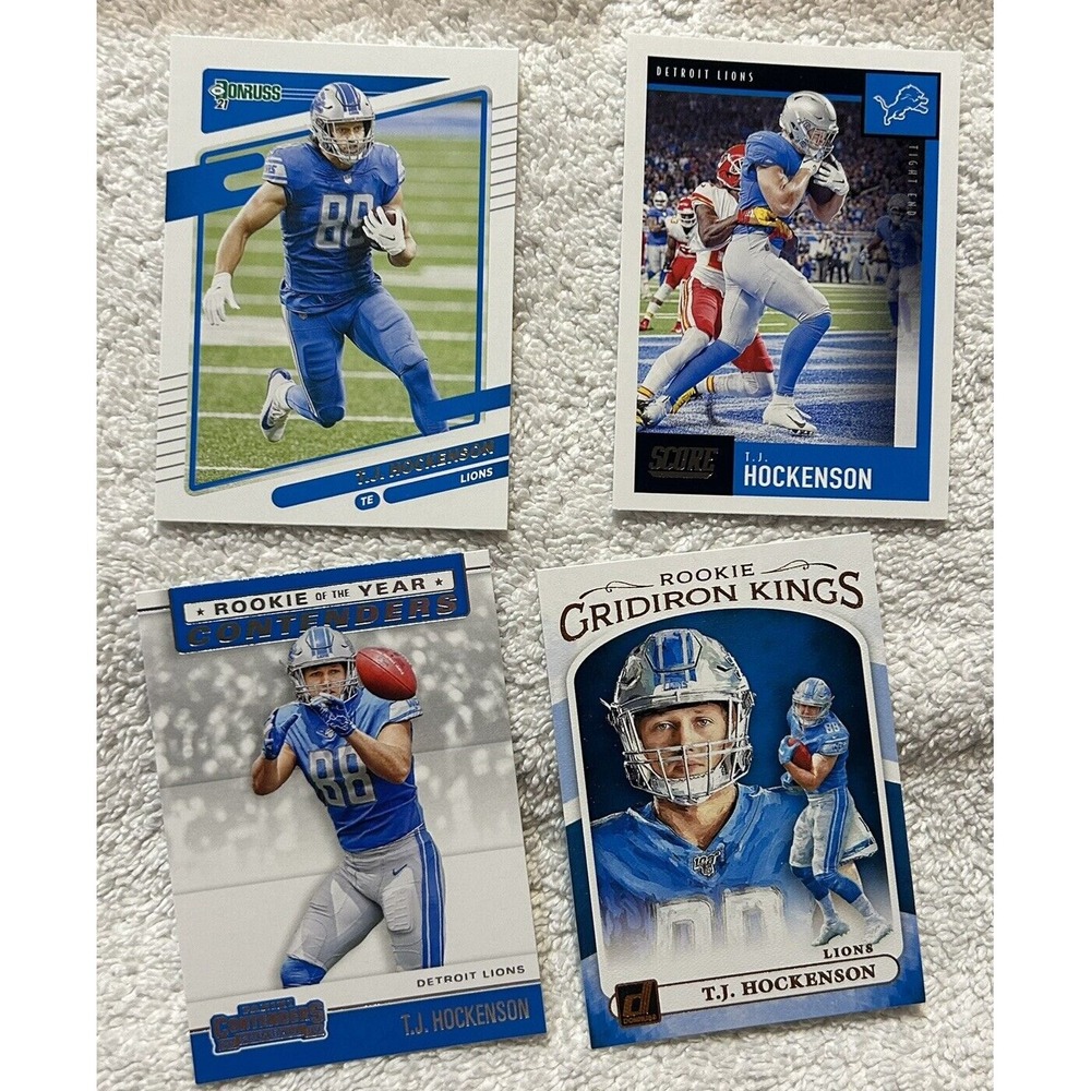 Panini Lot of 4 Detroit Lions T.J. Hockenson Football Cards (Z1)